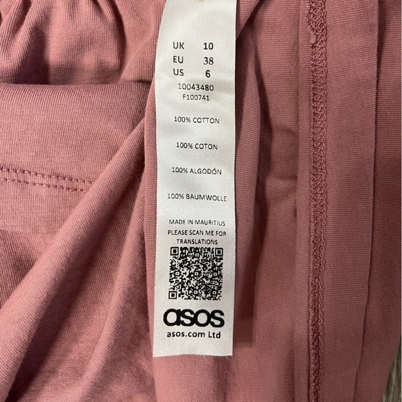 ASOS 100% cotton oversized faux wrap front dress. Dusty pink, size US 6. - Picture 6 of 6